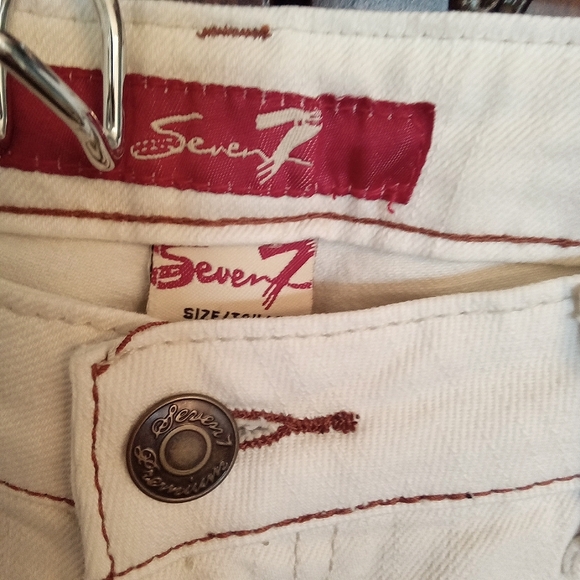NWT! Seven 7 Premium Ivory Denim Jeans with Contrast Stitching - Picture 6 of 10